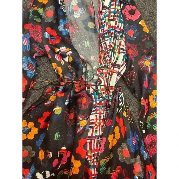 Jonathan Cohen Womens Multicolor Budgie Floral Silk Blanket Maxi Dress S…